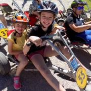 Evelyn and Isla go mountain go-karting