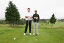 Gavin Stocker (left) and Brook Coward (right) prepare to tee off at the Club Championship. Pic: Robin Moule