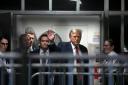 Donald Trump returns from a break in his trial at Manhattan Criminal Court (Michael Nagle/New York Post via AP)