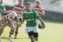 Christian Georgiou shows his delight at scoring a try for Wharfedale