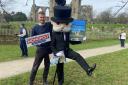 John Keen-Tomlinson and Mr Monopoly at today's launch