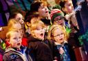 Local schoolchildren perform at the Settle lights switch-on. Picture by Jody Lawson