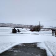 Snow blocking the road near Slaidburn this morning