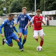 Lewis Waddington (right) was one of the Thackley goalscorers in their big win over Silsden. Picture: Robert Leal.