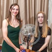 Vicky Peel (left) with Madeline Moorhouse Smith (right) at the Yorkshire Cyclo-Cross Association’s annual dinner and prize presentation