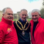 From left: Simon Thomas, Richard Judge and Mike Davies, MBE at the start in Skipton