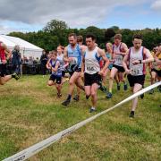 The start of the seniors/u-17 race with winner, Harry Coates out in front