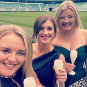 Roses at Twickenham.  From left to right - Team Manager, Kimberley Chapman. Captain, Olivia Schepisi and Vice-Captain, Charlotte Knowles.
