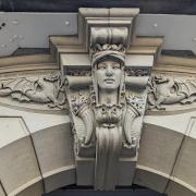 Sculptural detail above the entrance to Skipton Library
