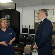 Julian Smith MP and Dr Elizabeth Leigh at Fisher Medical