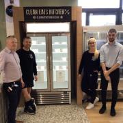 From left: Gareth Williams, Airedale; Liam Salt and Gina Newnham, Clean Eats Kitchen; and Harry Pociecha, assistant catering manager at Airedale.