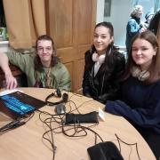 Craven College video team, from left:  Ben Pearson, technician, and students, Summer Franks and Evie Anderson