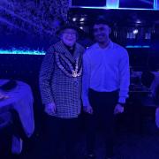 Mayor Sheila Bentley and restaurant owner Jahir Ahmed