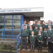 Children and staff of St Joseph's Catholic Primary School