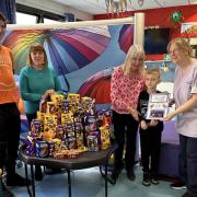 Easter eggs are  handed over to the childen's ward at Airedale Hospital