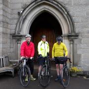 Rev Ian and Tom Greenhalgh and Rev Peter Greenwood outside Settle Parish Church