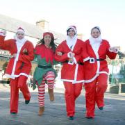 Barnoldswick Santa Fun run organiser Sharon Hurst and Mandy McLaughlin, Fiona Spencer and Annette Goodwill get into practice for the run which will be held on December 7th.  (12262485)