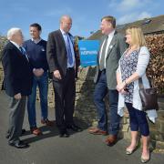 Peter Hill, Jack Rickard, Conservative Secretary of State for Justice Chris Grayling, Conservative Ilkley candidate Kris Hopkins and Rebecca Whitaker in Addingham campaigning for the Conservative party