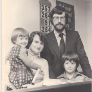 John Mollitt and his family in their official photgraph when he was inducted pastor at Ingleton in October 1979. Pictured with him are wife Pat, Joanna, then two, and Andrew, then six