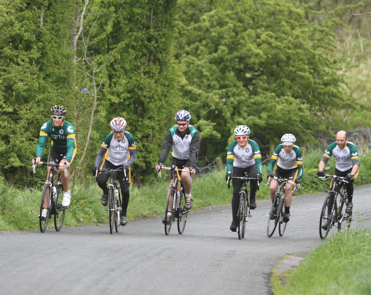 Members of Skipton Cycling Club riding on the Tour de France Grand Depart route