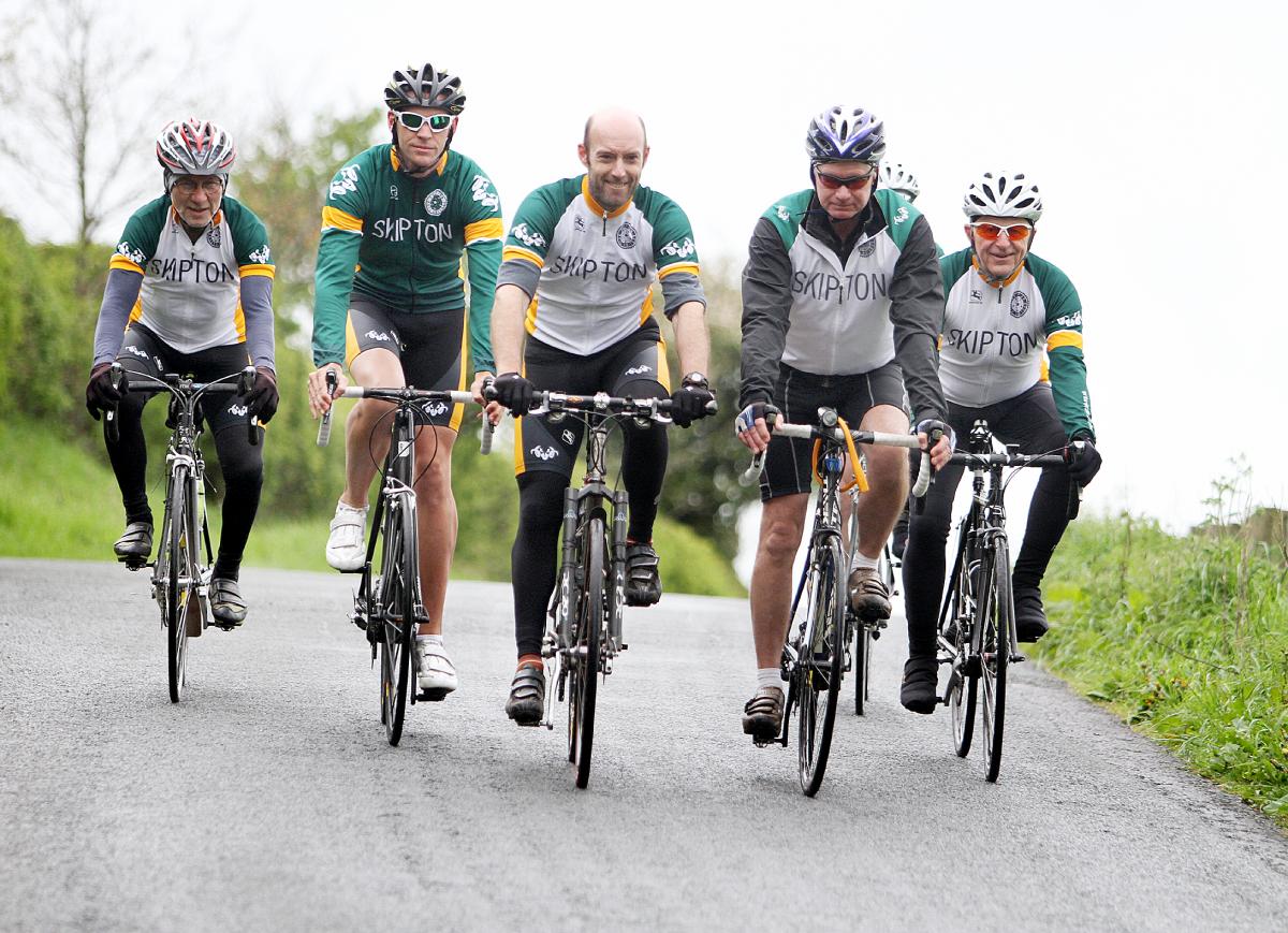 Members of Skipton Cycling Club riding on the Tour de France Grand Depart route
