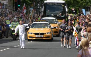The Olympic Torch carried down Skipton High Street