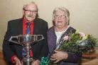 Lesley Robinson with her husband Keith, as the pair celebrate him winning the Sir Leonard Hutton Trophy in 2013