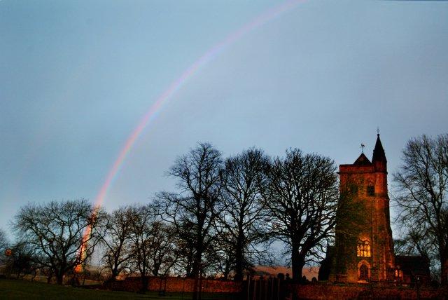 A rainbow over the church at Carleton-in-Craven