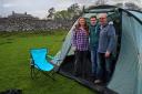 The Simpkin family at the proposed campsite, in Grassington