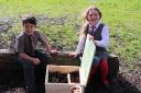 Ghyll Royd pupils Lolah and Kirk designed their own hedgehog habitats before installing the hut in the school grounds
