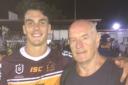 Former Ermysted's student turned Brisbane Broncos star Herbie Farnworth with uncle Brian Foley