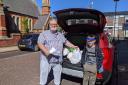 Lee Hatswell - volunteer delivery driver and his grandson Callum