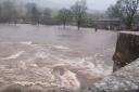 The River Wharfe at Burnsall rages after the weekend storms. Pic Richard Stockdale