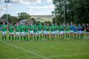 Wharfedale players take part in a minute's silence for Her Majesty. Pic via: Wharfedale RUFC