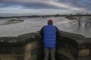 Watching the flood at Burnsall Bridge