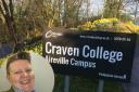 Craven College entrance sign. Inset, former principal Lindsey Johnson