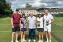 Club president Trevor Dixon with finalists Sally Clarke and Graeme Southam, right, and Sally Hopkinson and Jack Tarrant