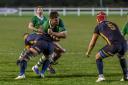 Wharfedale (green) and Leeds went head-to-head in a gritty contest on Saturday. Photo: Ro Burridge