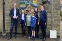 Julian Smith with staff and pupils  at Bradleys Both Primary School