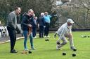 Having a go at bowls during the open day
