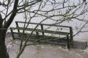 Footbridges were washed away, including this one which ended up snagged by some fencing between Steeton and Silsden. Picture by Gary Creighton