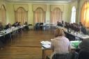The previous set of Core Strategy examination hearings under way before a planning inspector at Victoria Hall, Saltaire, in May 2015.