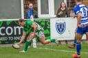 Tom Davidson scores Wharfedale's first try at Heywood Road Picture: Ro Burridge