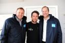 Sir Gary Verity, Mark Cavendish and Christian Prudhomme at the 2018 TdY launch