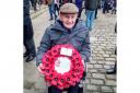 Brian Eskriett, 94, laying a wreath on behalf of Blind Veterans UK