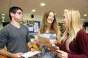 Relief for South Craven School students as they open their results: from left, Connor McAvoy, Charlotte Darley and Kairen Booth