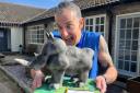 Chris celebrates his 50th Rhino marathon with a special rhino cake
