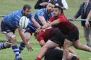 Skipton (red) earned a dramatic 24-23 victory at West Park Leeds on Saturday