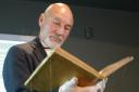 Sir Patrick Stewart with the first folio at Craven Museum in Skipton in 2011