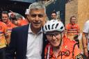 Mayor of London Sadiq Khan and Kath Lyons at the finish last year in London